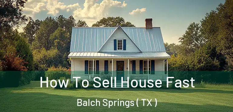  How To Sell House Fast Balch Springs ( TX )